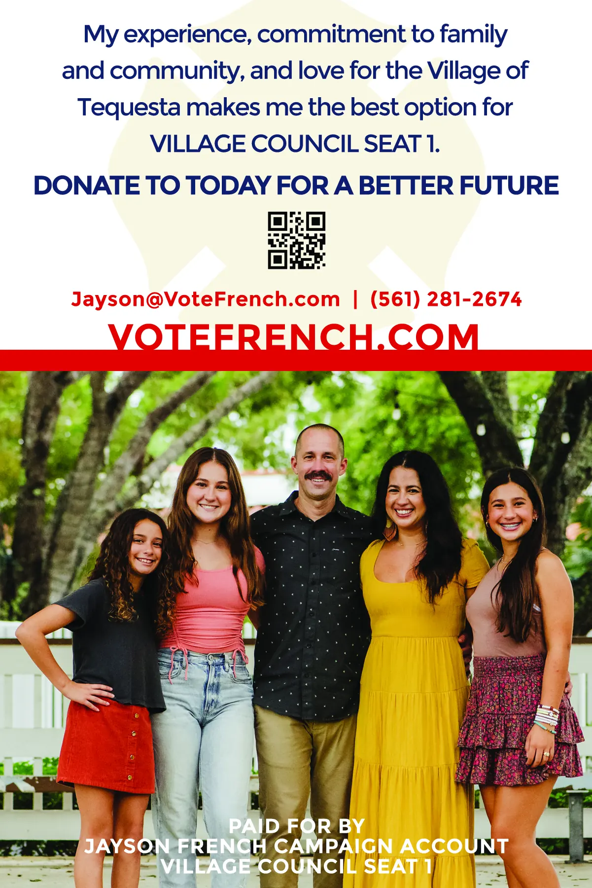 Front of the Jayson French campaign flyer